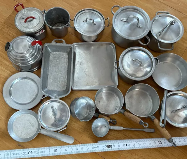 Sehr Alt Puppenherd Kinderherd Topf Pfanne Aluminium Backblech Kessel Eimer