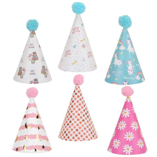 6pcs Creative Birthday Bella Cappelli Birthday Pompom Hats (stile