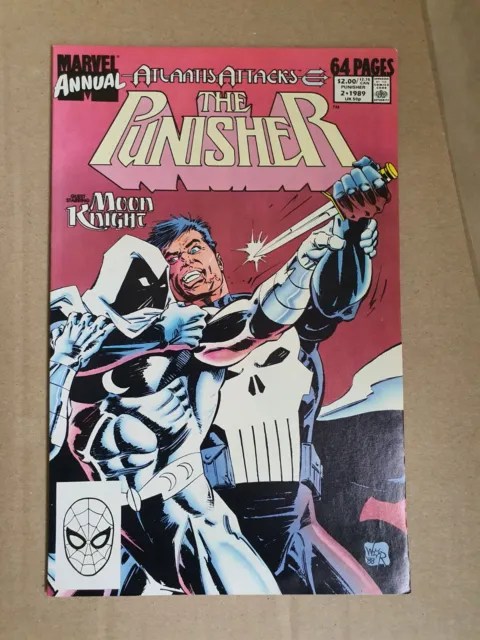Marvel Annual #2 atlantis attacks the punisher + moon Knight 1989 used Free P&P