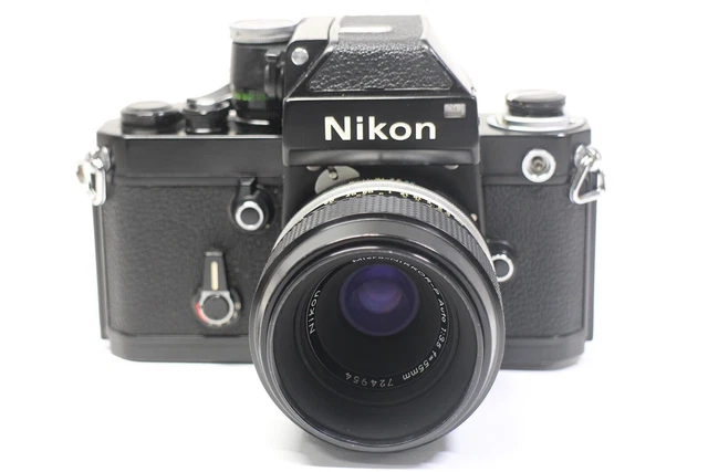 AS IS Nikon F2 Photomic Black SLR Film Camera & Micro NIKKOR P 55mm F/3.5 Lens