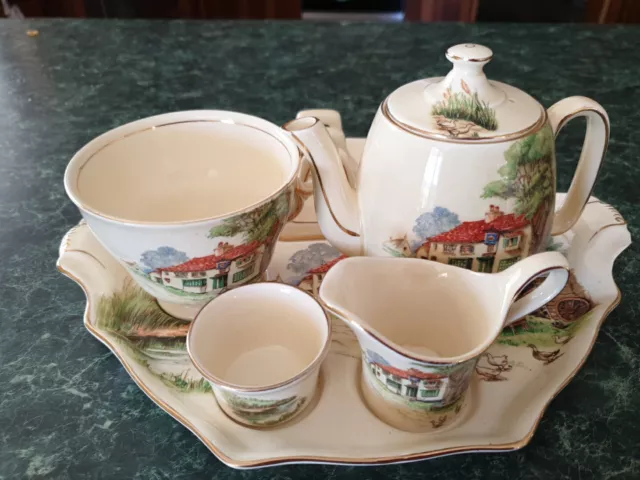 VINTAGE Royal Winton Grimwades Red Roof Inn Breakfast Set Complete.