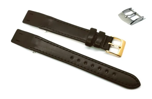 Cinturino per orologio aperto ansa fissa in vera pelle piatto nero 18mm