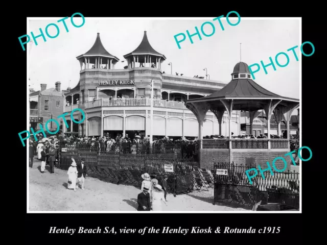 OLD LARGE HISTORIC PHOTO OF HENLEY BEACH SA VIEW OF THE KIOSK & ROTUNDA c1915