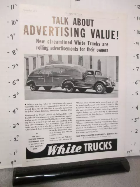 radio trade mag ad 1936 WHITE advertising trucks Labatt's beer London ONT