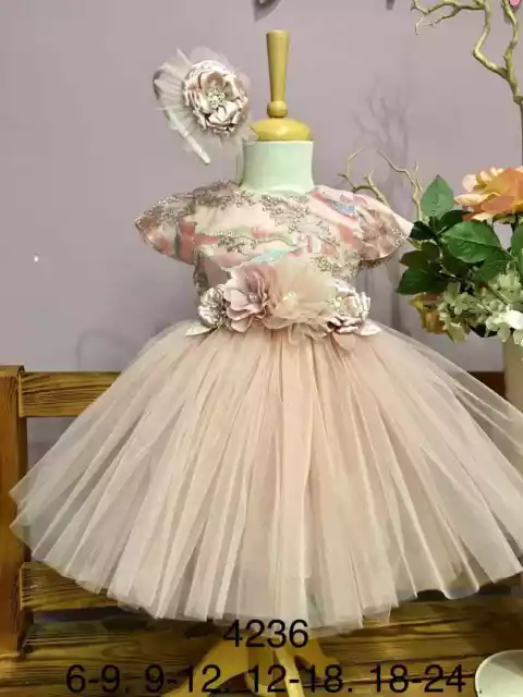 Baby Mädchen Tauf Kleid Festlich Kleid Neu 2Tlg. Set Creme Rosa 68 74 80 86 92 G