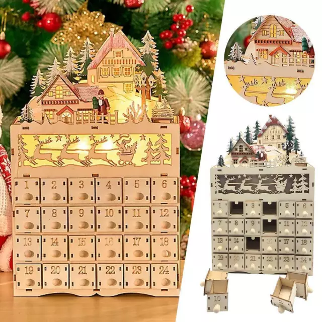 MorTime 24 Day Advent Calendar Decorated with Lighted Tree✨ Cabin and Q4I0