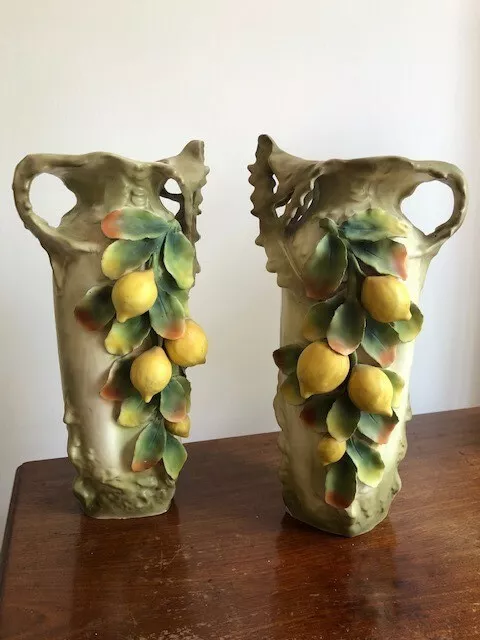 Vase - pair of decorative lemon vases - height 15 inches 