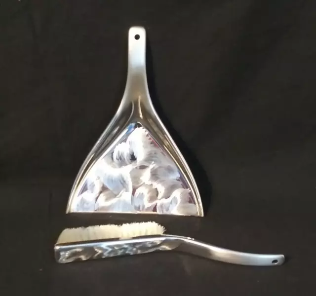 WMF IKORA Germany EP Silverplate BRASS Brushed Art Nouveau Metal Brush & Dustpan