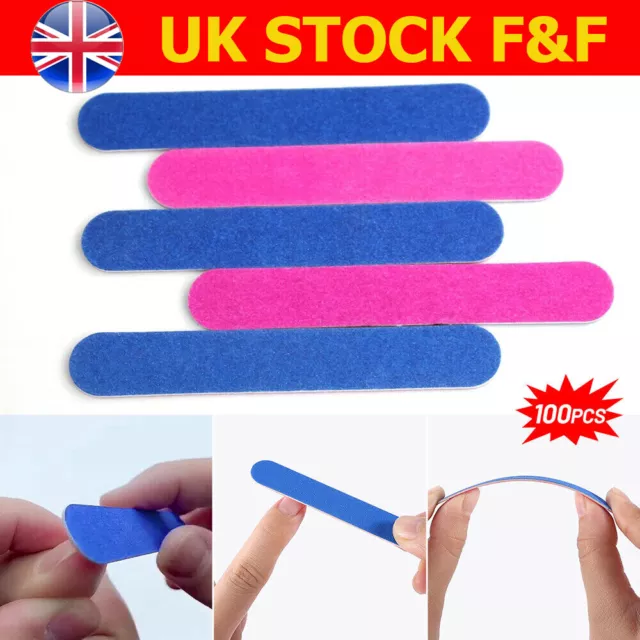 100Pcs Mini Nail File Buffer Professional Manicure Pedicure Double Sided UK