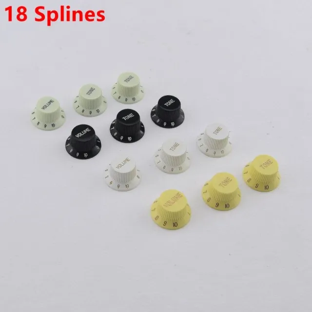 1 Set (3 Pieces) Guitar Plastic Control Knobs Light Green/White/Black/Yellow