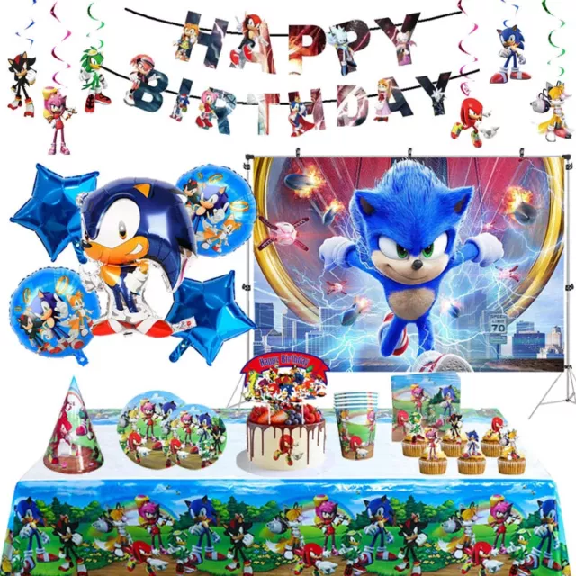 Sonic The Hedgehog Hat Plate Flag Party Tableware Birthday Decors Supply.