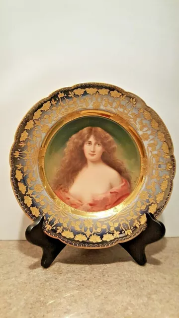 19C Hand Paint Royal Vienna Great Art Nouveau Portrait Plate Beautiful Girl