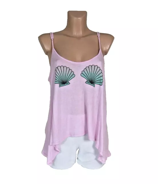 WILDFOX SWIM Womens Size Medium Pink Seashell Tank Adjustable Straps