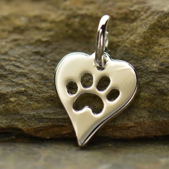 Sterling Silver Dog Paw Charm Necklace Cat Paw Pendant Animal Lover Pet 1161