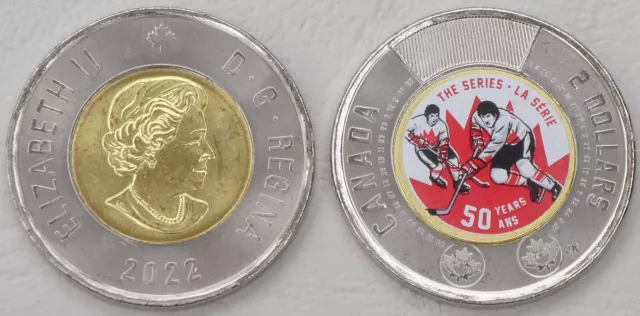 Kanada 2 Dollars Gedenkmünze 2022 50 Jahre Eishockey Summit in Farbe p3195.1 unz