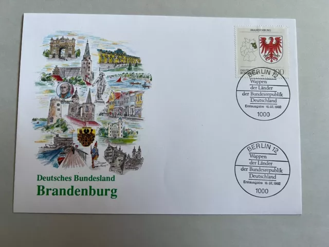 Bund - 1992 - Deutsches Bundesland Brandenburg / FDC
