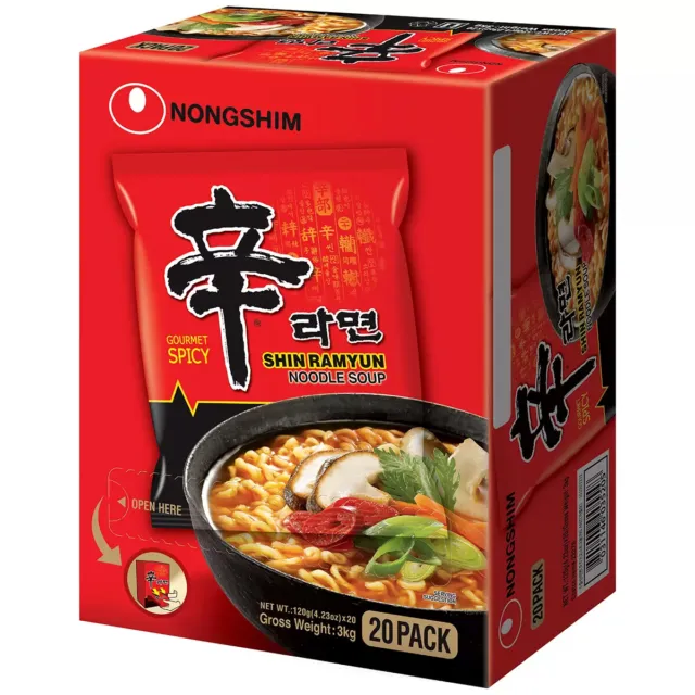 20x Nong Shim Shin Ramyun Spicy Instant Korean Noodles Soup Raman 120g each pack