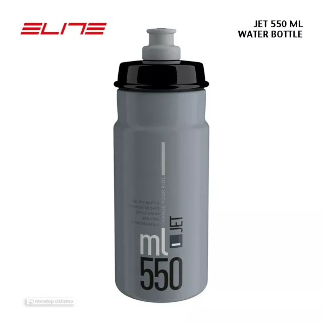 Elite JET Cycling Water Bottle BPA Free : 550ml GREY/BLACK
