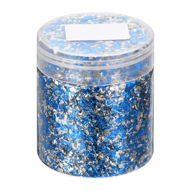 Gold Foil Flakes for Resin, 3g Metallic Foil Flakes for Nail Art, Blue Silver