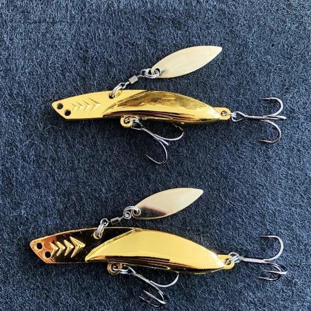 Metal VIB Fishing Lures Silver Gold Artificial Bait Sequins Spinner  Fishing