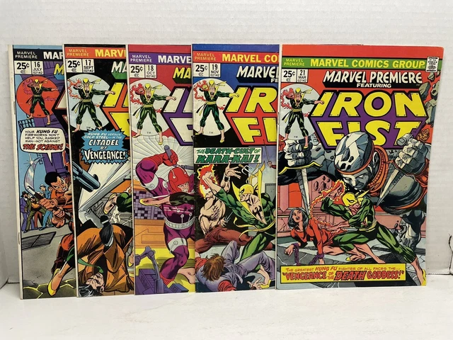 Marvel Premiere #16, 17, 18, 19, 21 Lot Run 2nd Iron Fist, 1st App Misty Knight