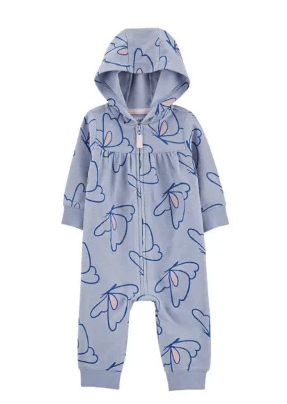 New Baby Girl Clothes Carters 6 Months Coverall Butterfly Zip Jumpsuit