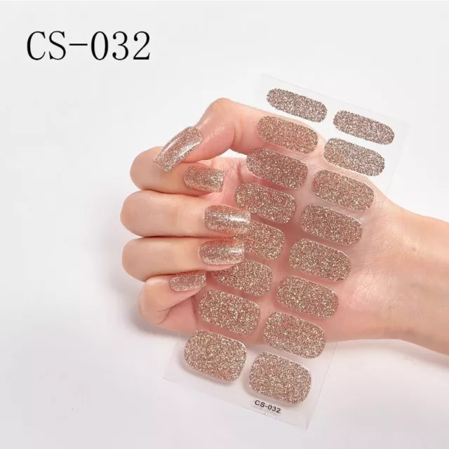 Nail Art Stickers Self-Adhesive DIY Wraps Full Cover Gel Polish Glitter (CS32)