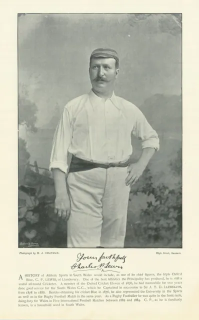 Charles Prytherch Lewis. All rounder & Rugby player. South Wales cricketer 1895