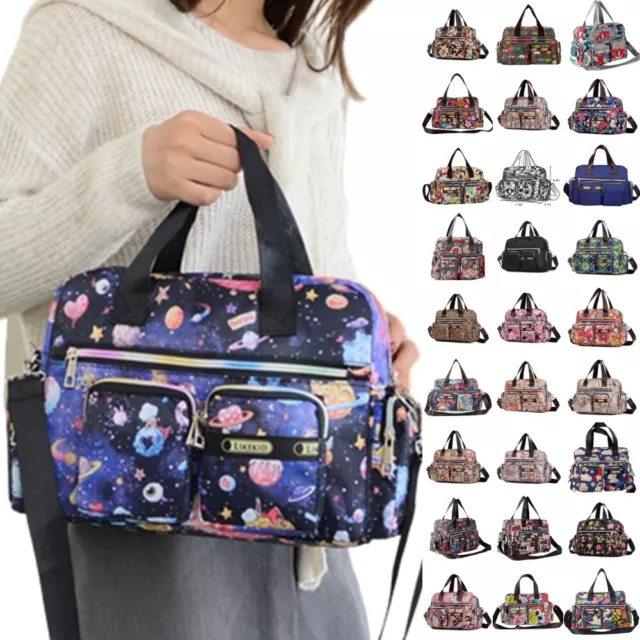 Women Nylon Tote Bag Large Capacity Handbag Ladies Travel Retro Multi Pockets