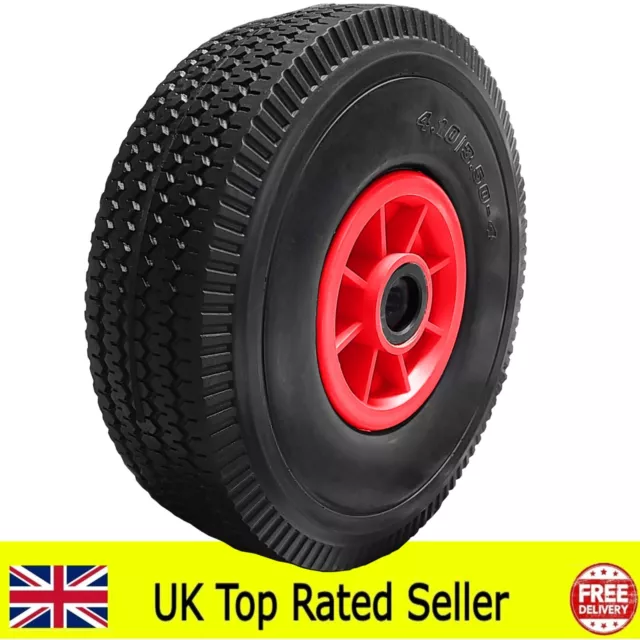 10" Solid 4.10/3.50-4 Puncture Proof Sack Truck Trolley Cart Wheel 20Mm Bearings