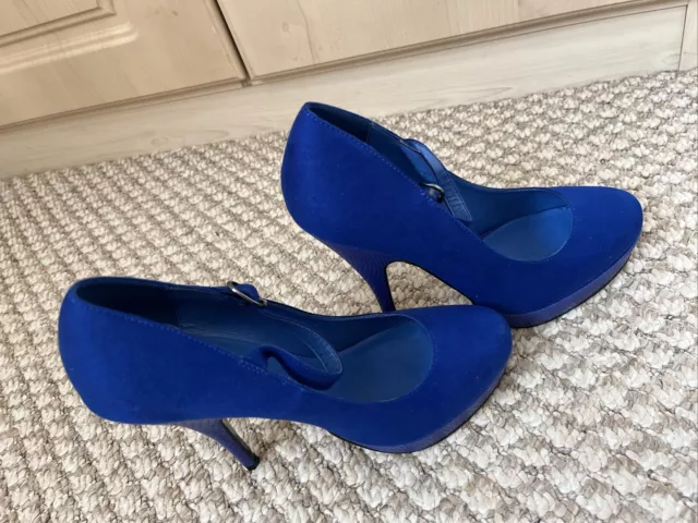 Ladies Next Blue Suede Platform High Heels Size 6.5 Bnwt