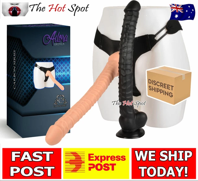 15 INCH RIBBED Dildo Harness Strap On LONG DONG Huge Big Sex Toy Anal  Strap-on $68.99