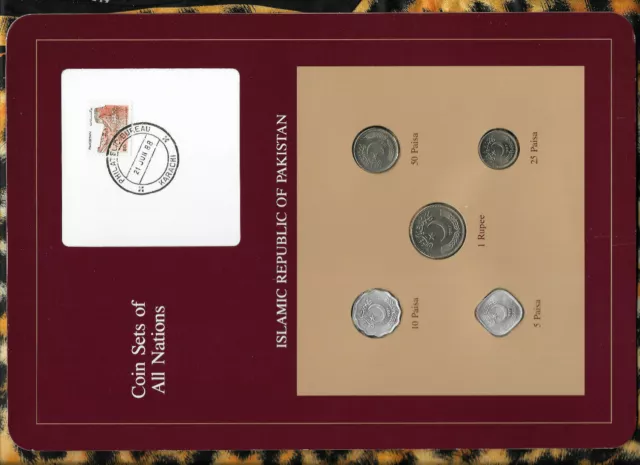 Coin Sets of All Nations Pakistan 1 Rupee 50,25,10,5 Paisa 1987 UNC