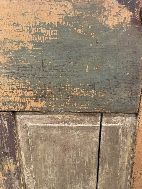 Antique Chippy Paint Door, Green/blue One Side, Green/mustard Other Side 9