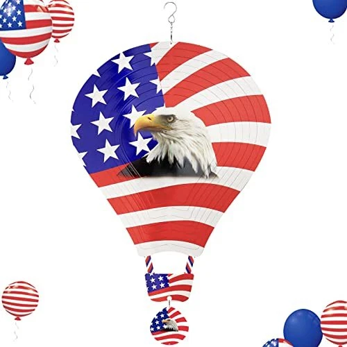 3D PATRIOTIC HOT Air Balloon Wind Spinner American Flag Eagle 4th of