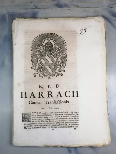 Sentenza 1737 Harrach Comen Transactionis Divisioni Paravicinis Patrueles Storia
