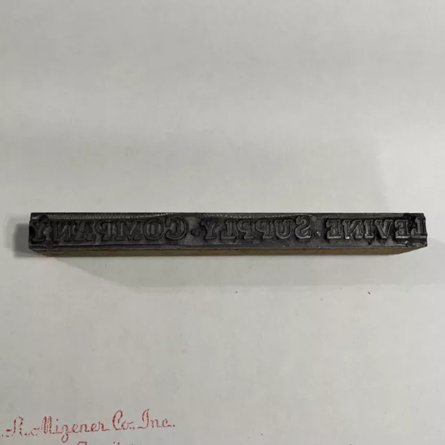 Vintage Printing Block Levine Supply Company 5” x 1/2"