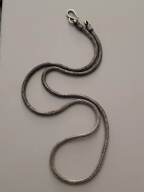 24” Sterling Silver 925 BA Bali Style Chain Necklace Hook N Eye  35.7g  3mm wide