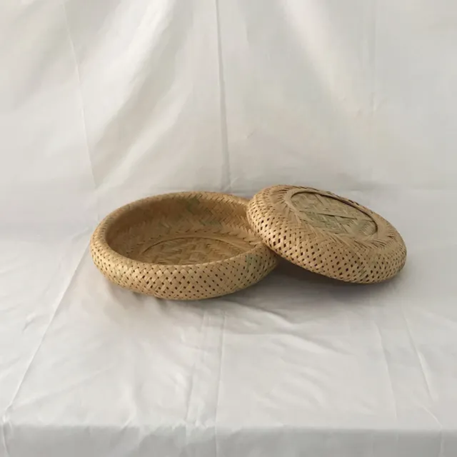 Cesto portaoggetti in bambù tessuto fatto a mano piatto frutta cesto cesto da picnic cesto per pane