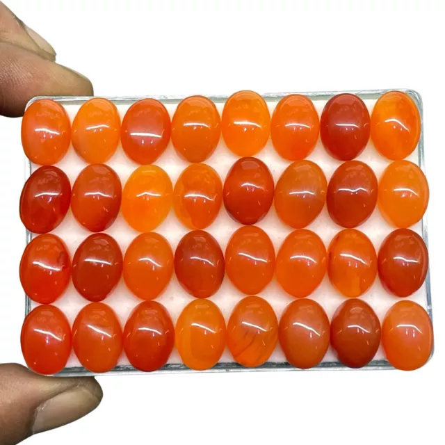 25 Pcs Natural Orange Carnelian 14x10mm Oval Loose Cabochon Gems Wholesale Lot