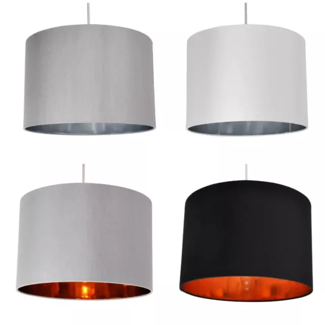 30cm Faux Silk w/ Metallic Inner Ceiling Light Pendant Shade - 4 Colour Options