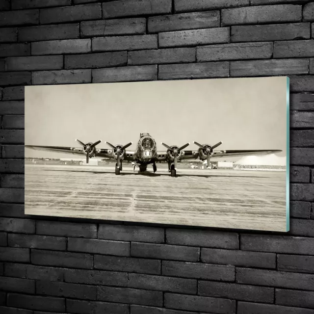 Wandbild Glas-Bild Druck auf Glas 100x50 Deko Fahrzeuge Altes Bombenflugzeug
