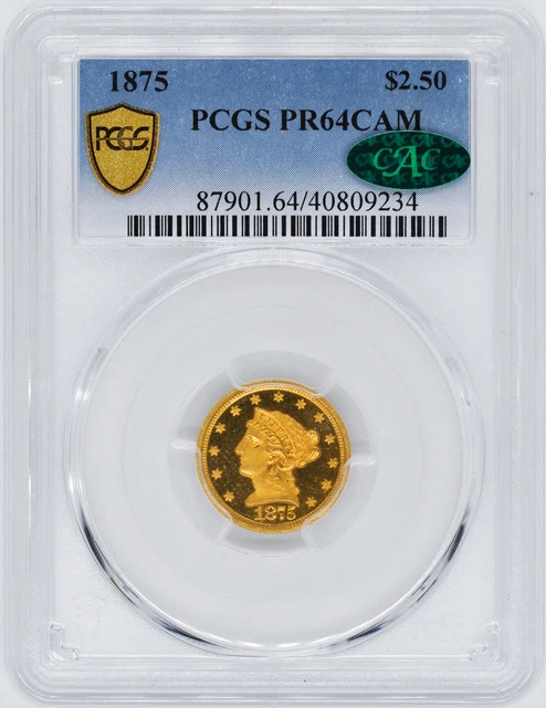 1875 Liberty Head $2.5 Pcgs Pr 64 Cam