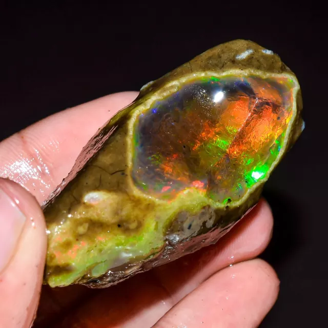 Opal Rough Welo Fire Black Raw Ethiopian opal Crystal Gemstone 208 CT