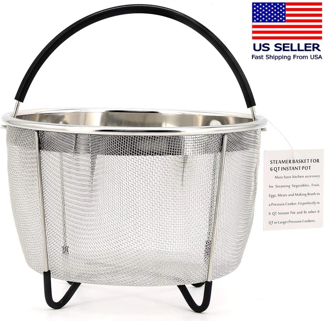 STAINLESS STEEL STEAMER Basket for Instant Pot 5/6 QT Silicone Wrapped