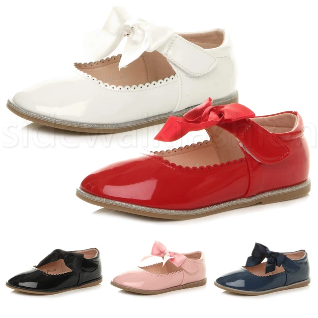 Mädchen Kinder Kinder Band Schleife gerührt Glitzer Zierleiste Mary Jane Schuhe Gr.