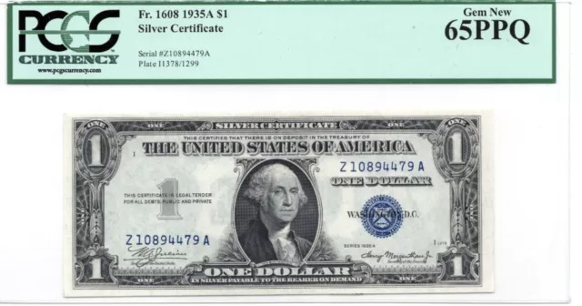 6 Consecutive SN#  GEM NEW  $1 1935A SILVER CERTIFICATE FR#1608  ZA Block