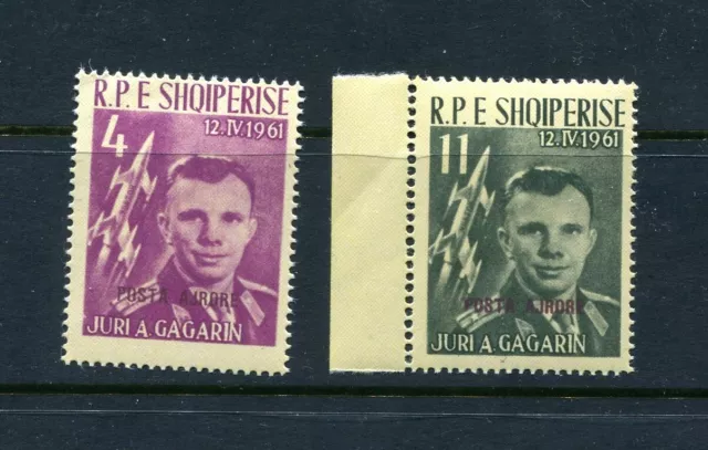 Albania 1962 Sc 605-6 note Mi 648-9a Overprint purple MNH Gagarin Space  6584