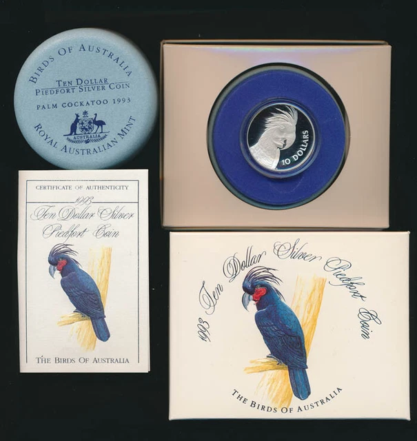 Australia: 1993 $10 Palm Cockatoo Piedfort, 1.19oz Silver, RAM Issue Price $88
