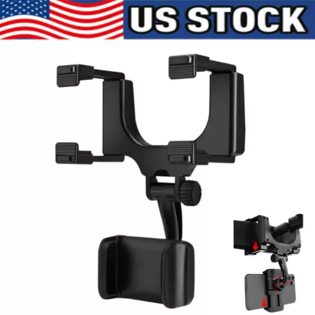 Universal 360 Rotation Car Rear View Mirror Mount Stand GPS Cell Phone Holder US